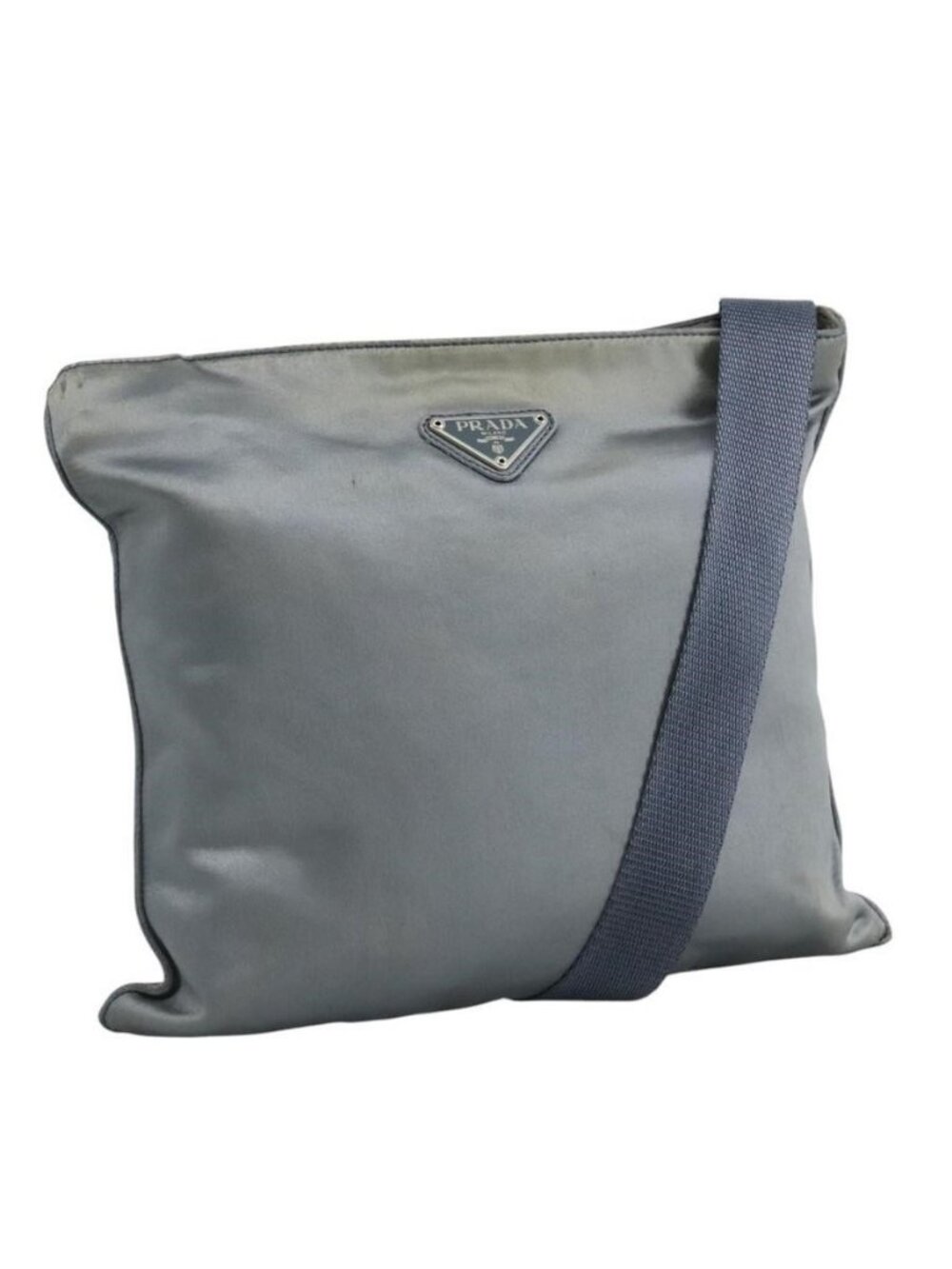 Authentic PRADA Shoulder Bag Satin Blue